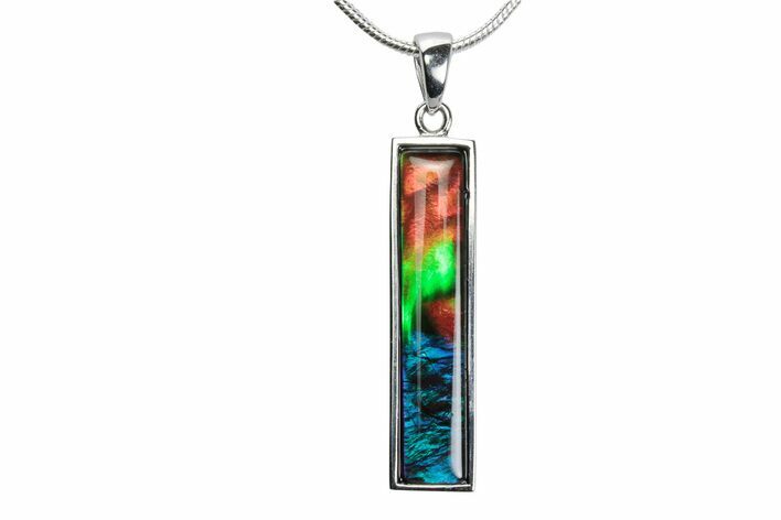 Stunning Ammolite Rectangle Pendant - Sterling Silver #380682